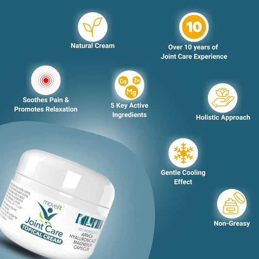 Moveit Joint Care Cream – With Arnica, Capsicum & Magnesium – Eases Stiff Joints & Sore Muscles – Non-Greasy Formula – 100Ml