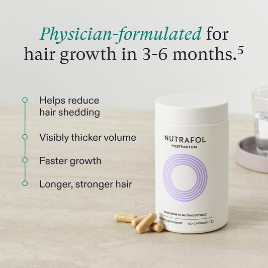 Nutrafol Postpartum Hair Growth Supplements And Hair Serum, Clinically Tested For Visible Thickness And Strength - 1 Month Supply, 1.7 Fl Oz Bottle