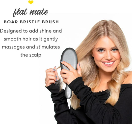 Drybar Bristle Hair Brushes - The Flat Mate Range || Handcrafted Boar Bristle Brush, Premium Boar And Nylon Bristles, Lightweight Imported Beechwood, Helps Condition & Add Shine || All Hair Types