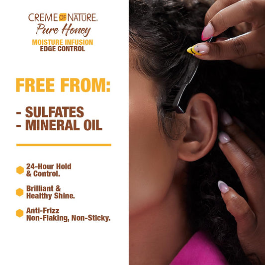Moisture Infusiuon Edge Control By Creme Of Nature, Pure Honey, Coconut Oil And Shea Butter Formula, 2.25 Oz