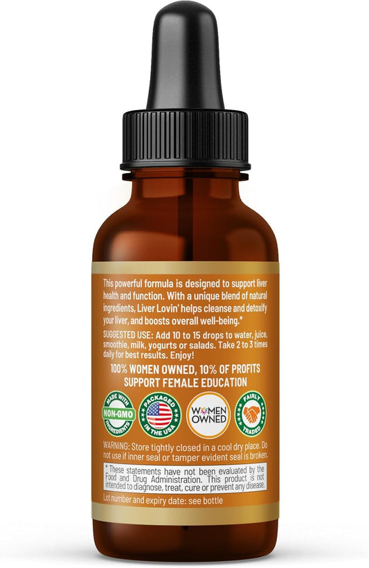 Liver Lovin 1Oz - Premium Liver Cleanse Detox Herbal Health Formula - Formulated With Milk Thistle Chanca Piedra & More Organic Herbs, Liver Vitamins Liquid Drops - Limpieza De Higado Graso - 1 Bottle