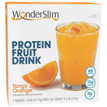 Wonderslim Protein Fruit Drink, Tangy Orange, No Fat, Gluten Free, Keto Friendly & Low Carb (7Ct)