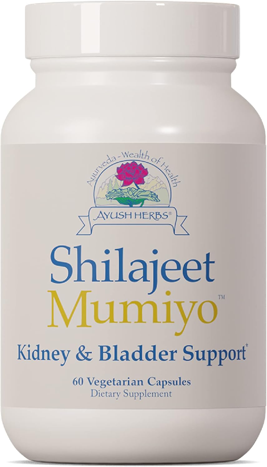 Ayush Herbs Shilajeet Mumiyo Supplement for Athletic Performance Support, Ayurvedic Herbs and Supplements for Reproductive Health and Hormone Balance, 60 Vegetarian Capsules