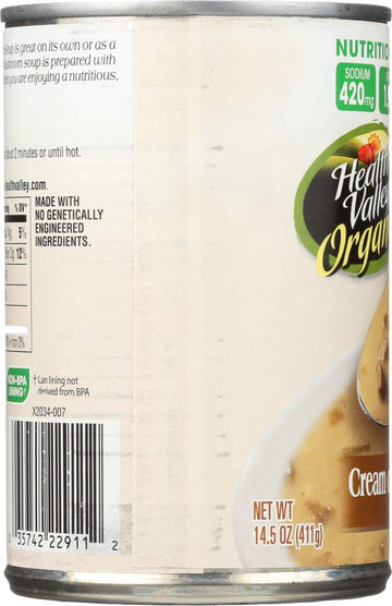Health Valley Organic Soup, Cream Of Mushroom, 14.5 Ounce Can