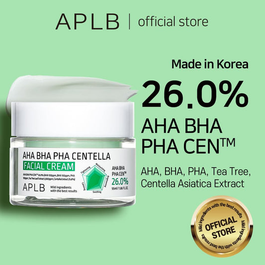 Aplb Aha Bha Pha Centella Facial Cream | Aha Bha Pha Cen™ 26.0% 1.86 Fl.Oz/Korean Skincare, Exfoliant, Deep Hydration, Revitalize For Gentle And Improve Skin Texture