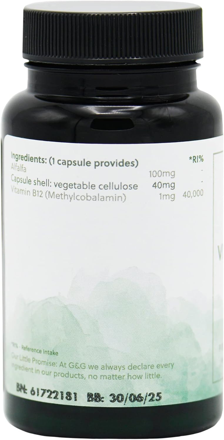 Vitamin B12 Capsules | 1000µg Vitamin B12 per Capsule | 120 Vegan Capsules | Methylcobalamin B12 | G&G Vitamins : Amazon.co.uk