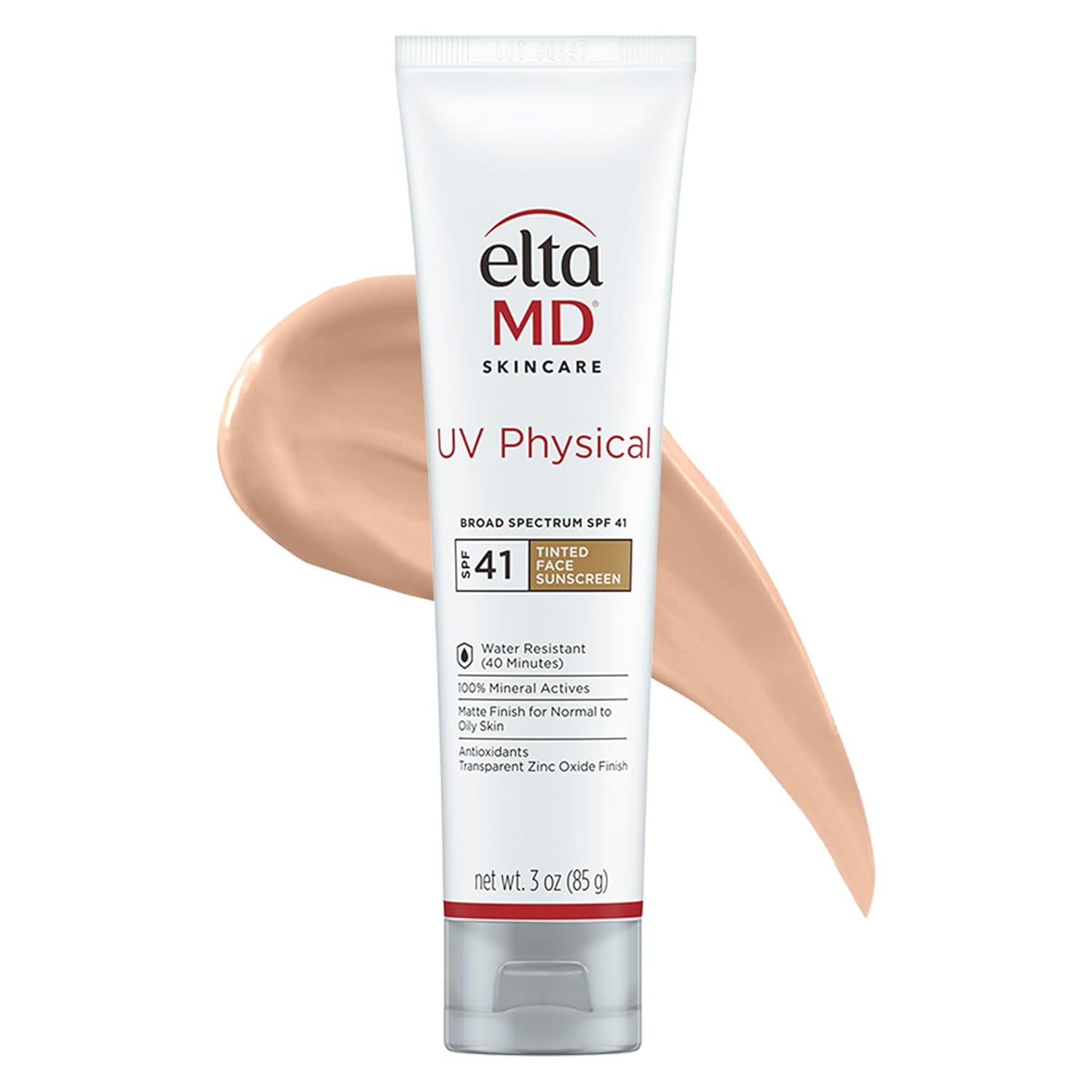 Eltamd Uv Physical Tinted Sunscreen For Face, Spf 41 Tinted Sunscreen, 100% Mineral Active Sunscreen, 3.0 Oz Tube