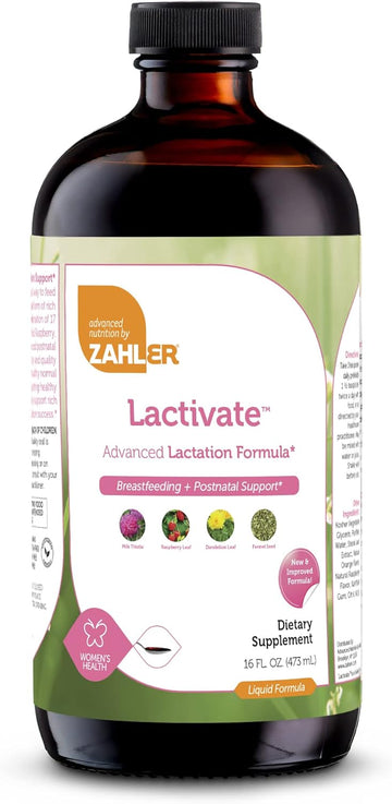 Zahler Lactivate, Lactation Support Supplement To Increase Mothers Milk Quality And Quantity, All Natural Breastfeeding Liquid Formula Containing Fenugreek, Certified Kosher Postnatal Vitamin, 16Oz