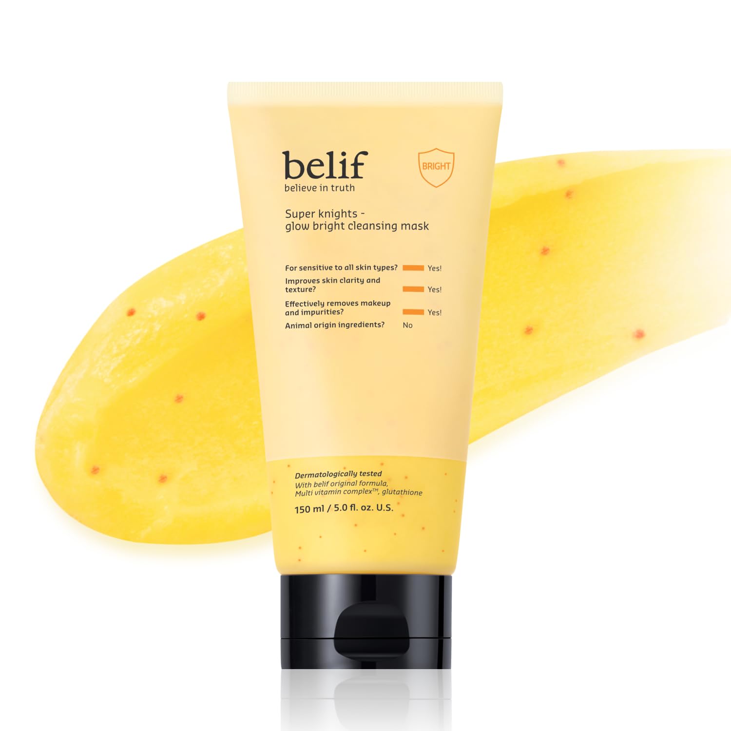Belif Super Knights Glow Radiance Cleansing Mask, Korean Skincare With Multi-Vitamin Complex & Glutathione – Radiance & Even Skin Tone (150 Ml / 5.0 Fl. Oz.)