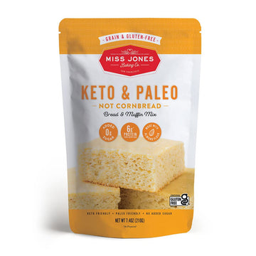 Miss Jones Baking Keto Not Cornbread Muffin Mix - Gluten Free, Low Carb, No Sugar Added, Naturally Sweetened Desserts & Treats - Diabetic, Atkins, WW, and Paleo Friendly (Pack of 1)