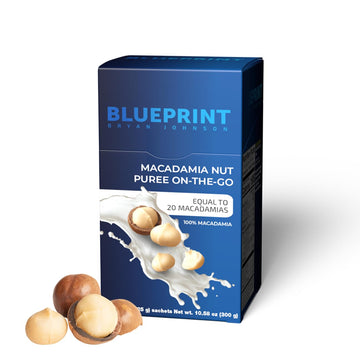 Blueprint Bryan Johnson Macadamia Nut Puree On The Go - 1 Ingredient - Superfood Promoting Healthy Heart Health - No Added Sugar - Non Dairy, Vegan, Non Gmo, Keto Friendly (12 Servings)