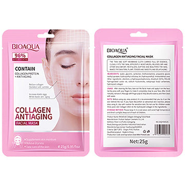 Bioaqua 96% Dense Moisturizing Face Collagen Protein Anti-Aging Anti-Wrinkle Facial Mask Skin Care 5X25G / 0.95Fl.Oz