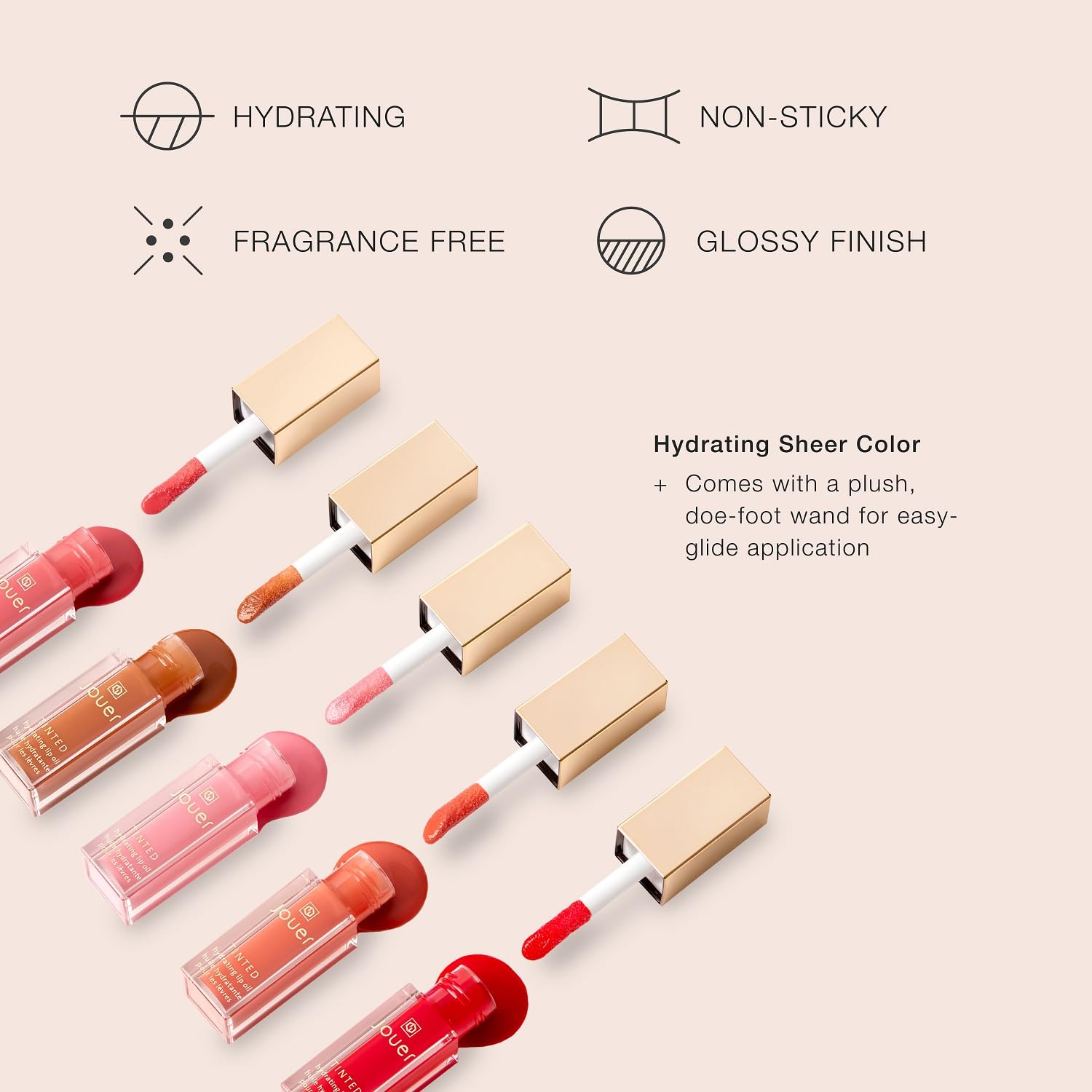 Jouer Essential Tinted Hydrating Lip Oil Gloss – Moisturizing Dry Lip Treatment Serum - Fragrance Free Tinted Lip Oil - Jojoba Seed Oil And Apricot Oil Formula : Beauty & Personal Care