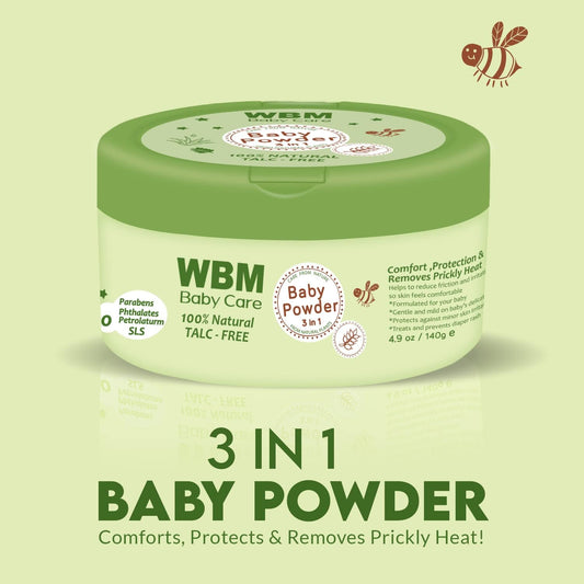 Wbm Care Baby Powder Talc Free, Specifically Designed For Baby'S Delicate Skin, Unscented Baby Powder-140G