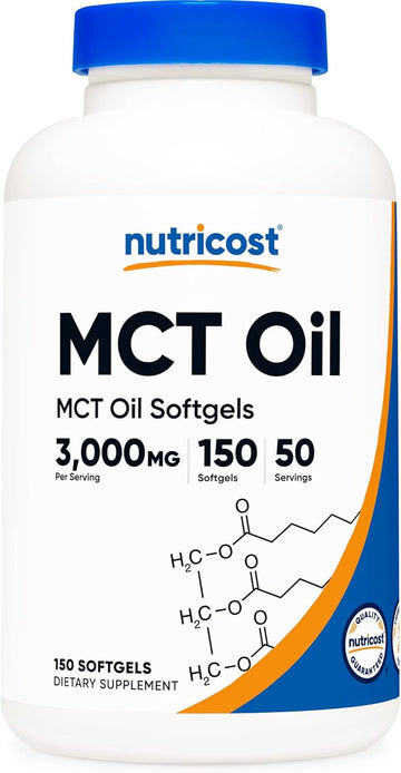 Nutricost MCT Oil Softgels 1000mg, 150 SFG (3,000mg Serv) - Great for Keto, Ketosis, and Ketogenic Diets