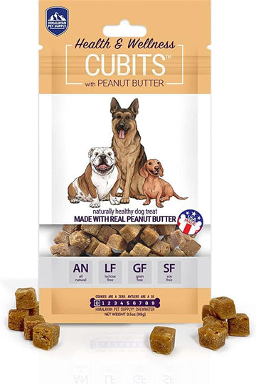 Cubits With Peanut Butter | Natural Training Treat | No Crumbs - No Sticky Mess | Gluten - Lactose - Soy - Grain Free | 3.5 Oz Per Pouch