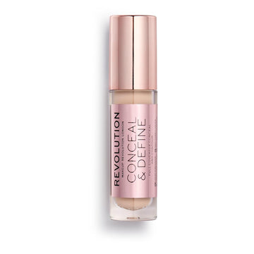 Revolution Beauty, Conceal & Define Concealer, Full Coverage & Lightweight, Long-Lasting Matte Finish, Vegan & Cruelty Free, C3 Fair To Light Skin Tones, 0.14 Oz