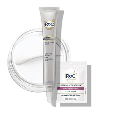 Roc Derm Correxion Fill + Treat Advanced Retinol Serum, Wrinkle Filler Treatment With Hyaluronic Acid For Crow'S Feet, 11 Wrinkles, & Laugh Lines, (.5 Fl Oz) With Retinol Packette (Packaging May Vary)