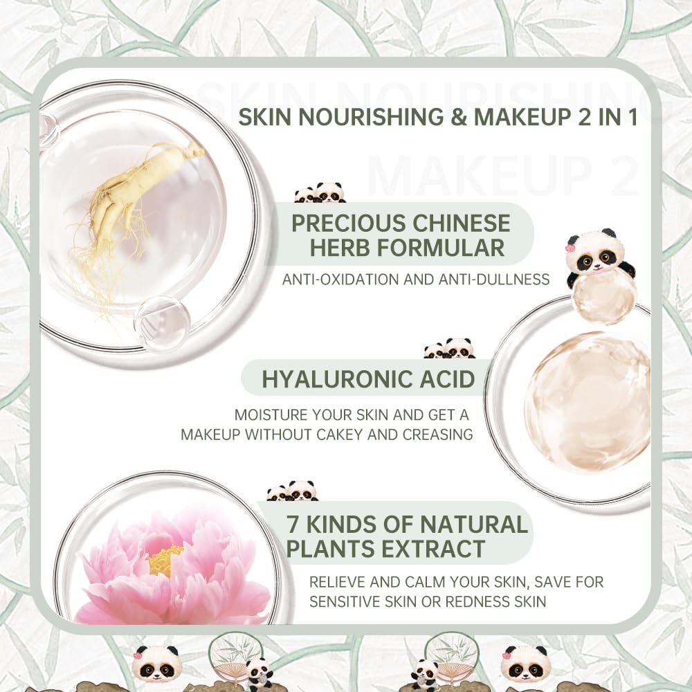 Catkin Panda Land Full Coverage Cushion Fondation, Breathable Hydrating Nourishing Poreless Face Makeup Save For Sensitive Skin,Sheer Finish (C03 Medium Beige) : Beauty & Personal Care