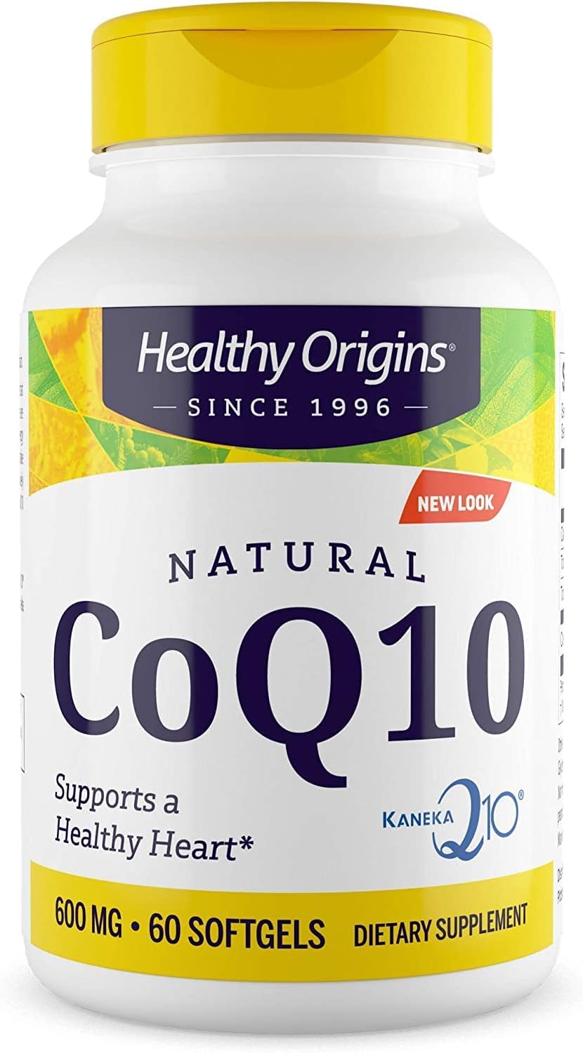 Healthy Origins CoQ10 (Kaneka Q10), 600 mg - Heart Health & Energy Supplement - Gluten-Free & Non-GMO Supplements - 60 Softgels