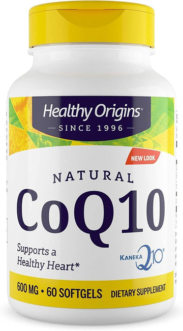 Healthy Origins CoQ10 (Kaneka Q10), 600 mg - Heart Health & Energy Supplement - Gluten-Free & Non-GMO Supplements - 60 Softgels