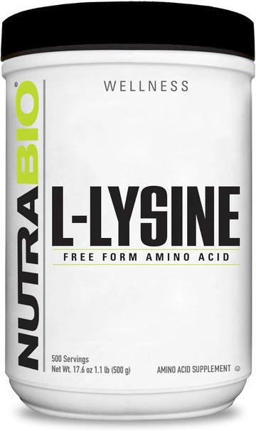 NutraBio L-Lysine Powder - Pure Grade Amino Acid - 500 Grams - Essential Amino Acid - Non-GMO - Gluten-Free - Vegan