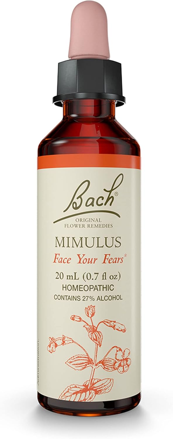 Bach Original Flower Remedies, Mimulus For Facing Fears, Natural Homeopathic Flower Essence, Holistic Wellness And Stress Relief, Vegan, 20Ml Dropper