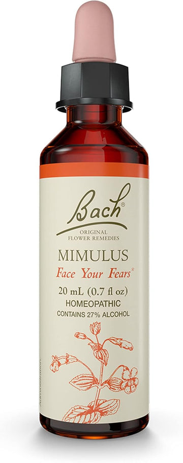 Bach Original Flower Remedies, Mimulus For Facing Fears, Natural Homeopathic Flower Essence, Holistic Wellness And Stress Relief, Vegan, 20Ml Dropper