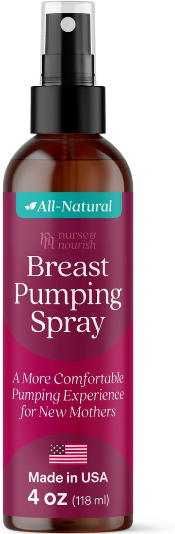 Nurse & Nourish 4oz Breast Pumping Spray - Breast Pump Spray for Friction - Better Seal Breast Pump Spray Breastfeeding - Skin Safe Nipple Spray - Milk Pumping Spray Breastfeeding - Lubricant