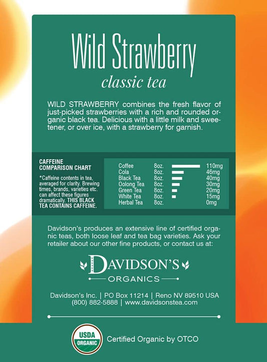 Davidson'S Organics, Wild Strawberry, 8-Count Tea Bags, Pack Of 12