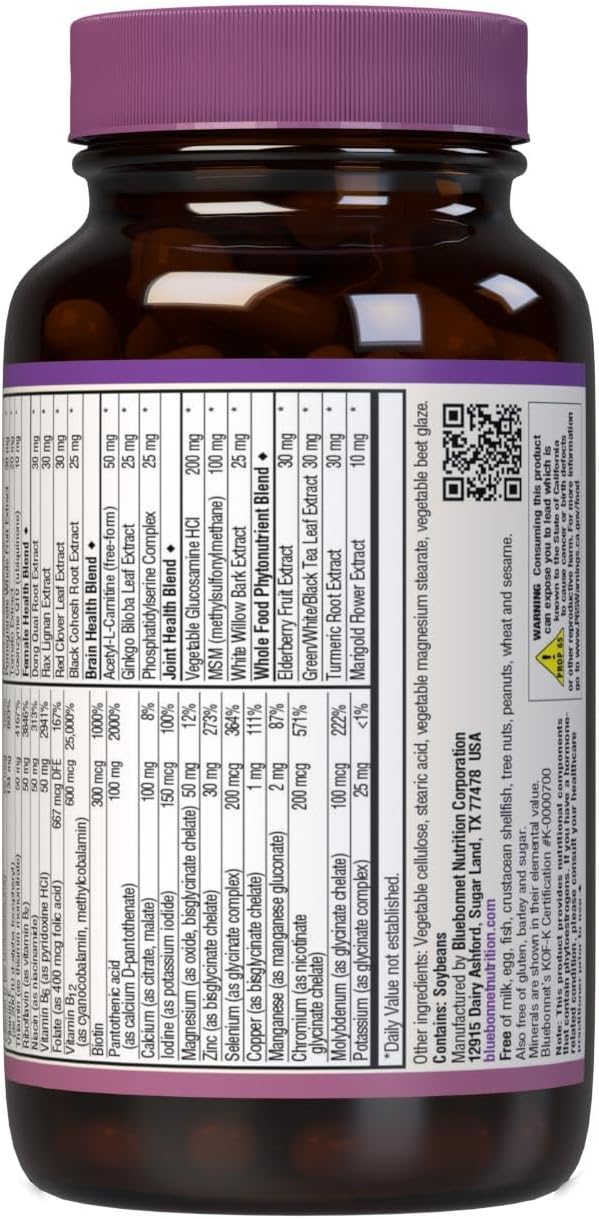 Bluebonnet Nutrition Age-Less Choice Whole Food-Based Multiple For Women 50+, Iron, Dairy & Gluten-Free, Kosher Certified, Vegetarian Friendly, Pink/Purple, 90 Count