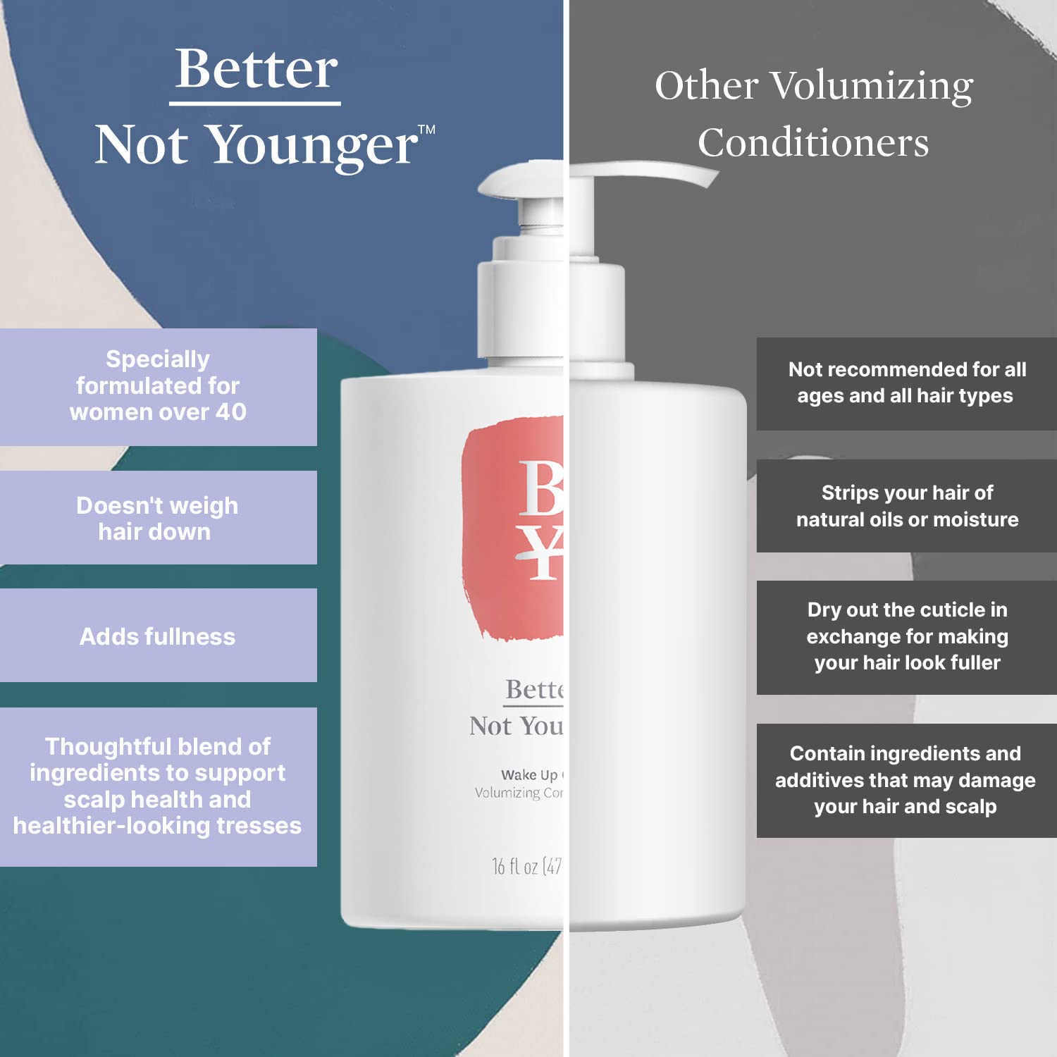 Better Not Younger Wake Up Call Volumizing Conditioner - With Plant-Based Ingredients Designed For Women Over 40 - Sulfate Free Conditioner For Thin, Flat, Fine Hair 16 Fl. Oz. : Beauty & Personal Care