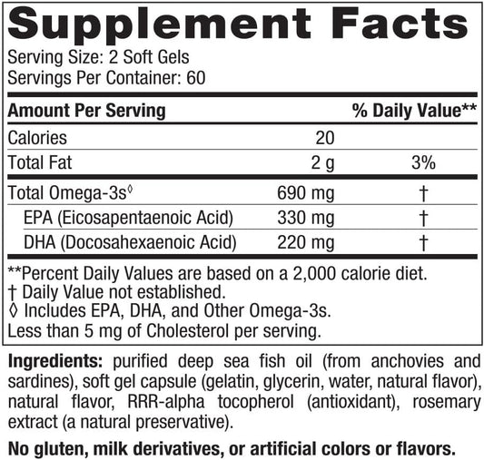 Nordic Naturals Omega-3, Lemon Flavor - 120 Soft Gels - 690 mg Omega-3