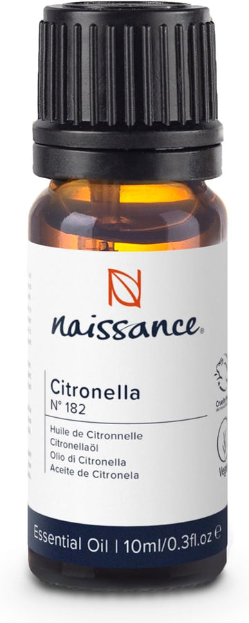 Naissance Citronella Essential Oil (No. 182) - 10ml - Pure, Natural, and Undiluted - for Aromatherapy, Massage Blend & Diffusers - Calming and Refreshing Aroma