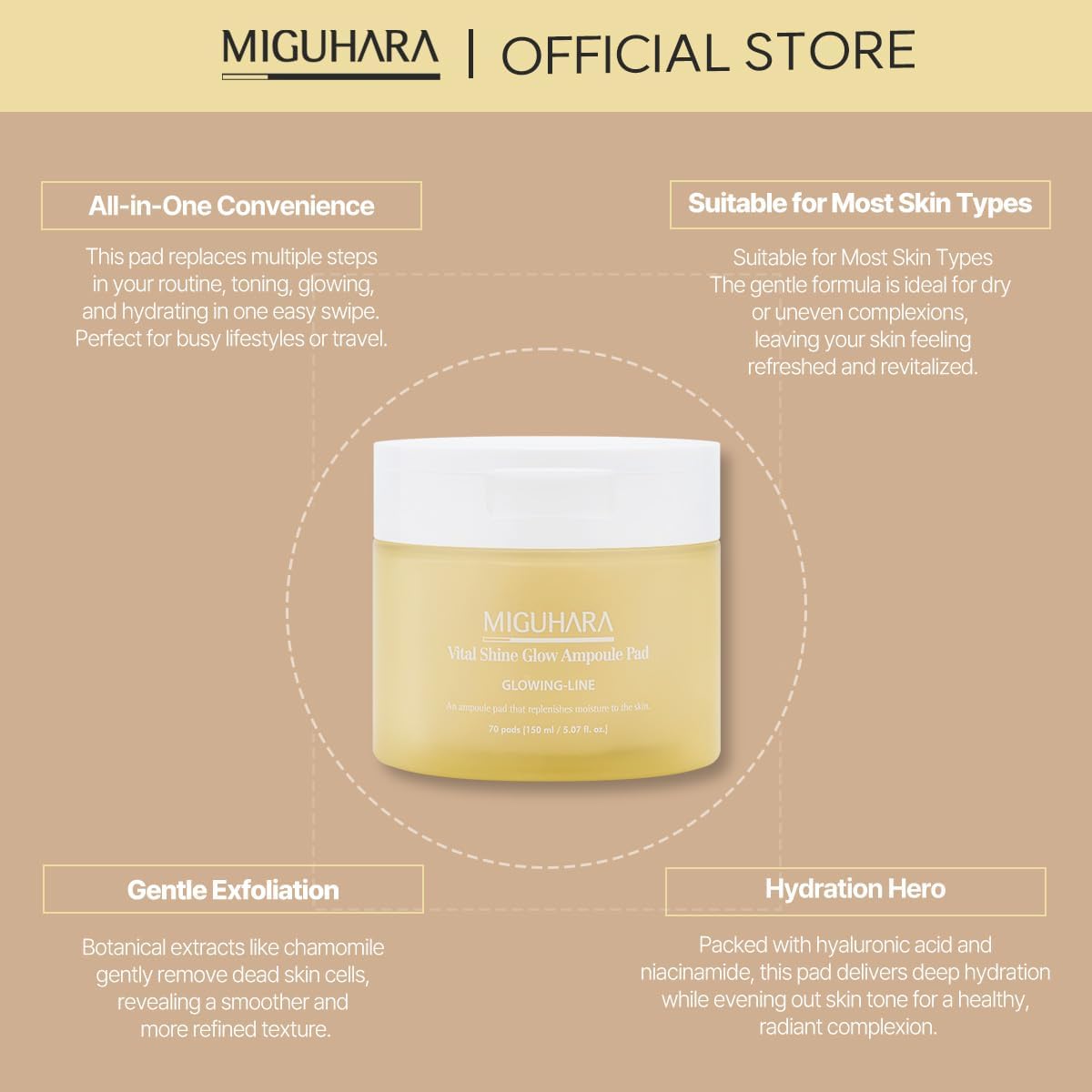 Vital Shine Glow Ampoule Pad | Toner Pad (150Ml/5.07 Fl.Oz.) : Beauty & Personal Care