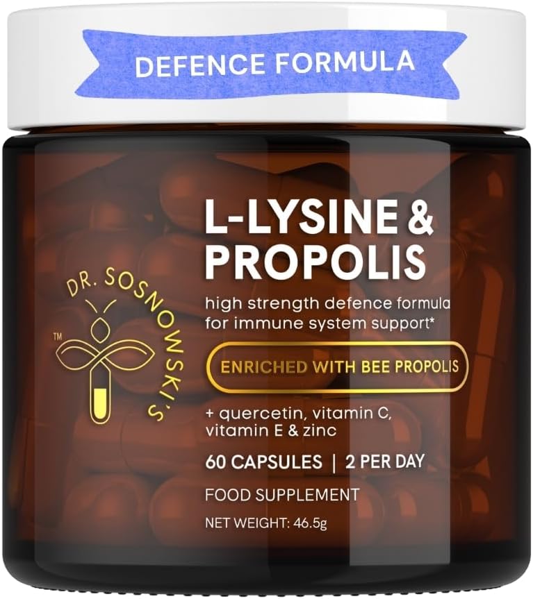 Dr Sosnowski'S L-Lysine & Propolis Supplements | High Potency L Lysine Immune Support Formula With 5:1 Propolis Extract, Quercetin, Vit C, Vit E And Zinc