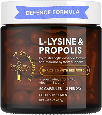 Dr Sosnowski'S L-Lysine & Propolis Supplements | High Potency L Lysine Immune Support Formula With 5:1 Propolis Extract, Quercetin, Vit C, Vit E And Zinc