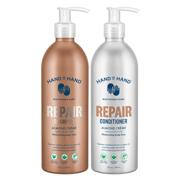 Hand In Hand Almond Creme Shampoo & Conditioner For All Hair Types, Vanilla & Oat Milk, Sulfate And Paraben Free, 12 Fl. Oz