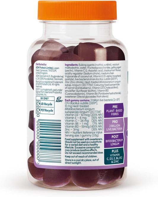 Bio-Kult 3In1 Gut Health Gummies For Teens | 2B Cfu + Multivitamins | Blackcurrant Flavour | Ages 13+ | 30 Probiotic Gummies