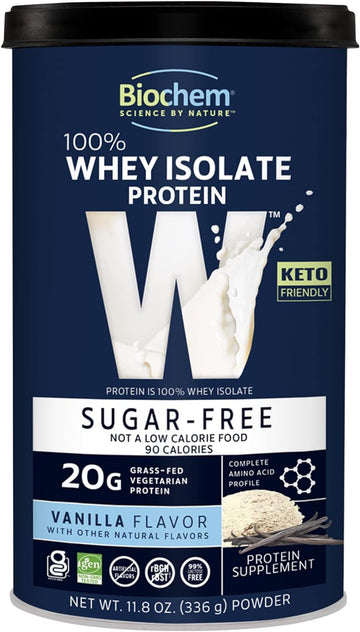 Biochem 100% Whey Sugar-Free Vanilla 20g, 11.8oz, Certified Vegetarian