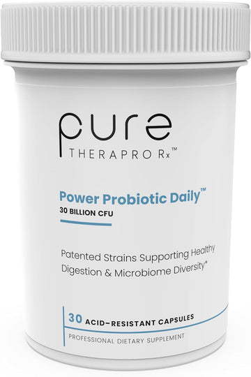 Pure Therapro Rx Power Probiotic Daily - 30 Acid-Resistant Capsules | 4 Proven Strains - 30 Billion CFU/Capsule | Patented Activ-Vial Desiccant Bottle to Ensure Freshness | NO Refrigeration Required