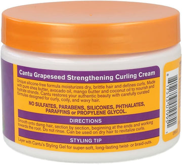 Cantu Grapeseed Curling Cream 12 Ounce Jar (Pack Of 2)