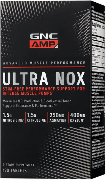 Gnc Amp Ultra Nox, Supports Endurance & Performance, Stim-Free, 120 Count
