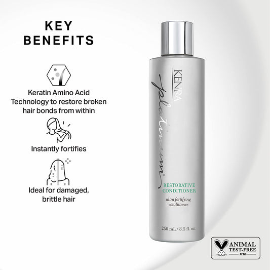 Kenra Platinum Restorative Shampoo/Conditioner |Ultra Fortifying | Instantly Fortifies To Restore Smoothness, Suppleness, & Shine | Restores Broken Hair Bonds From Within | All Hair Types