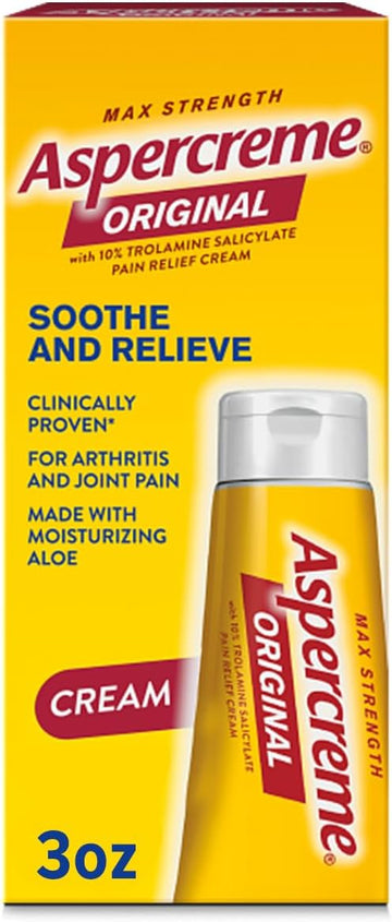 Aspercreme Original Pain Relief Cream For Arthritis, Joint & Muscle Pain, Non-Greasy Topical Analgesic With Moisturizing Aloe & Max-Strength 10% Trolamine Salicylate, 3 Oz