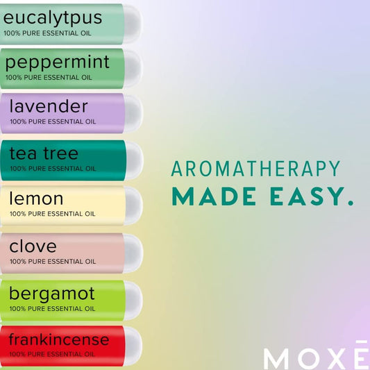 Mox Nasal Inhalers Bundle, 8 Essential Oils, 100% Pure And Undiluted, Therapeutic Grade, No-Mess Portable Aromatherapy, Includes Eucalyptus, Peppermint, Lavender, Tea Tree, Made In Usa (Pack Of 8)…