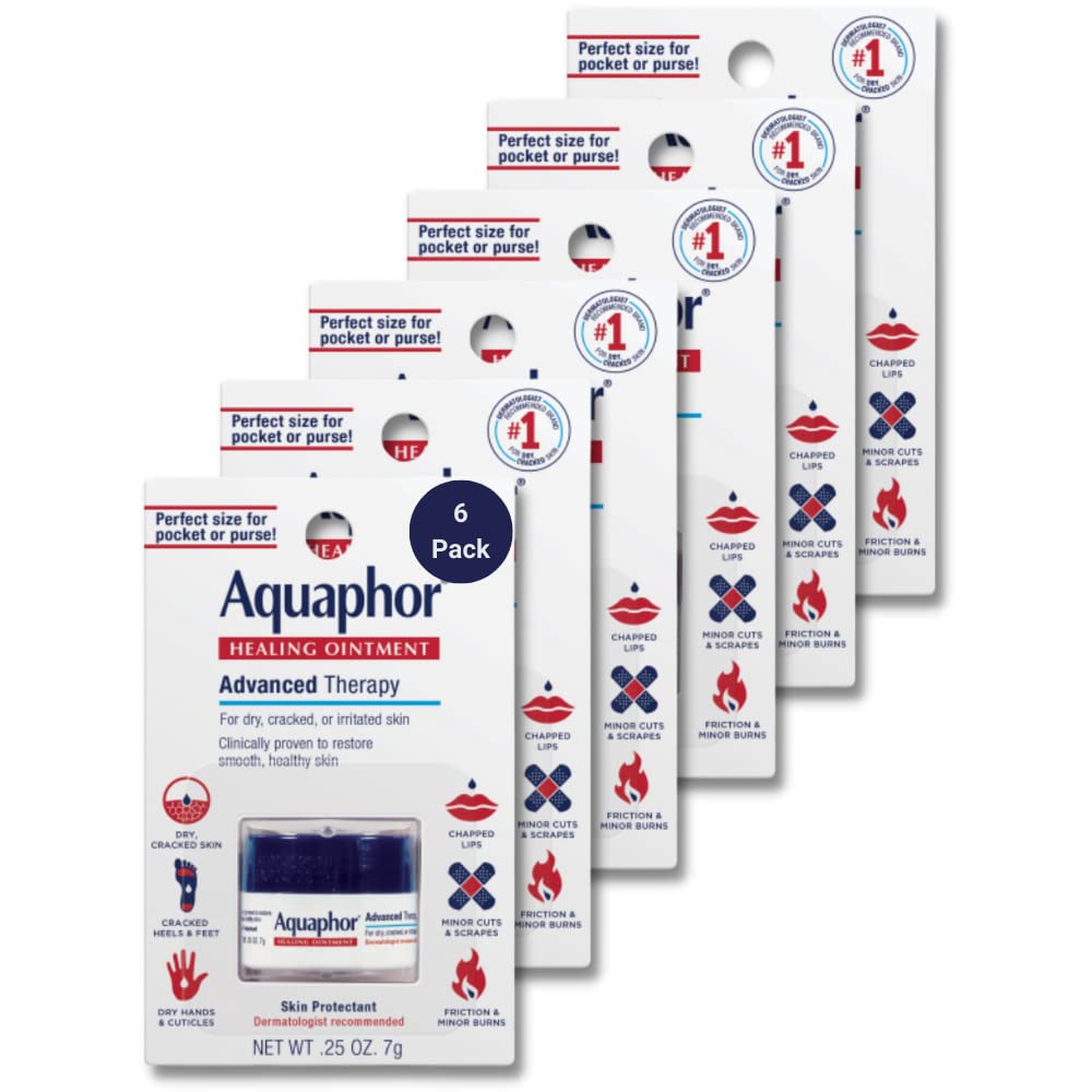 Aquaphor Healing Ointment Advanced Therapy Skin Protectant, Body Moisturizer For Dry Skin, Minor Cuts And Burns, Dry Cuticles, Cracked Heels, Hands And Lips, 0.25 Oz Jar