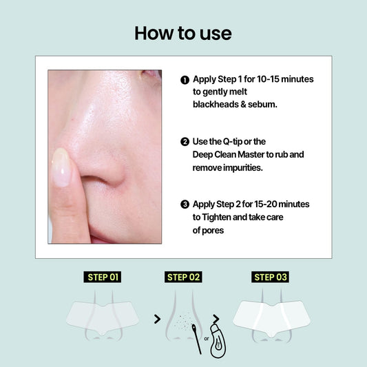 Ilso Natural Mild Clear Nose Patch + Deep Clean Master (Blackheads Remover Tool) Set X 2 (4 Products), Melt Blackheads & Tighten Pores