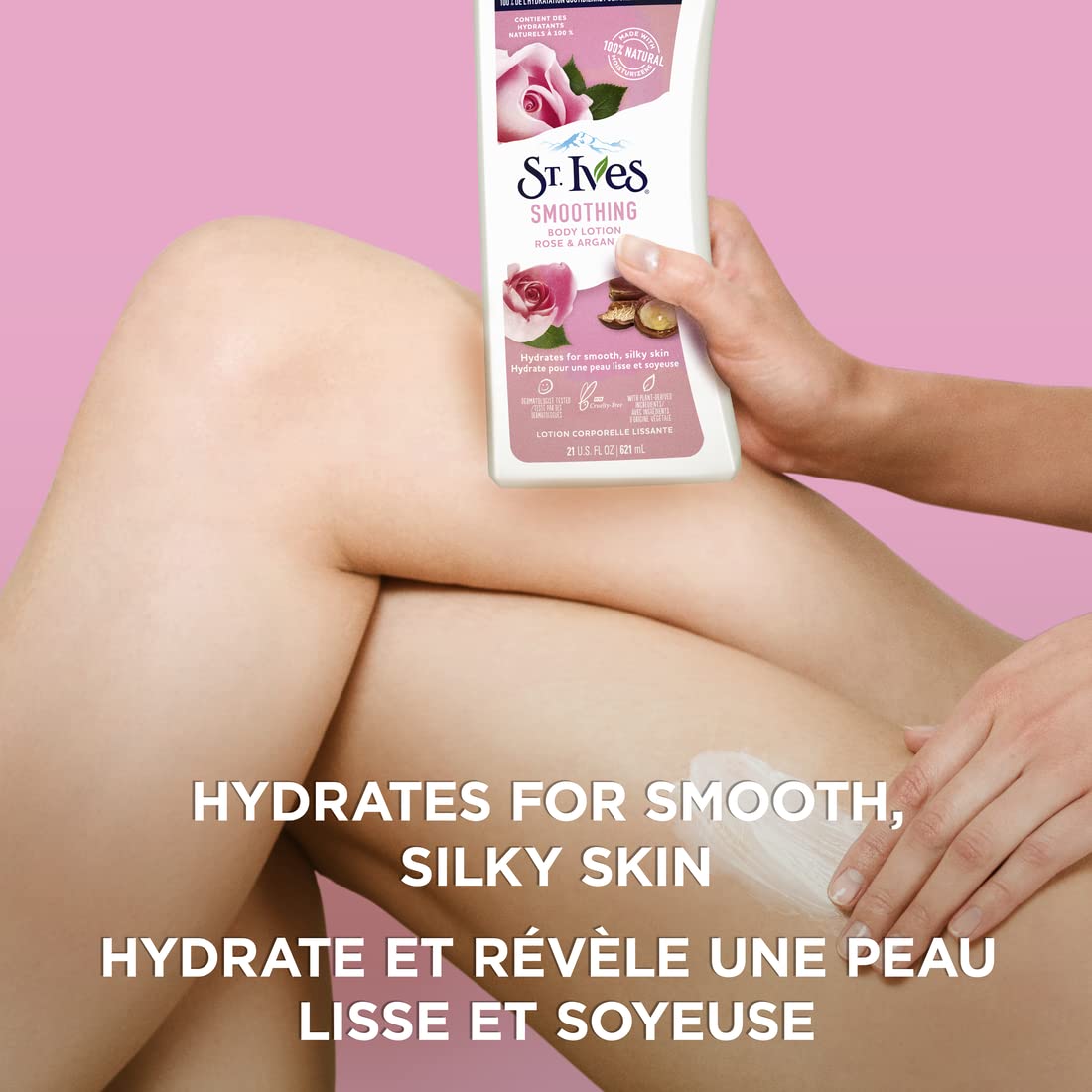 St. Ives Smoothing Hand & Body Lotion For Women With Pump, Daily Moisturizer Rose And Argan Oil For Dry Skin, Made With 100% Natural Moisturizers, 21 Fl Oz, 4 Pack : Beauty & Personal Care