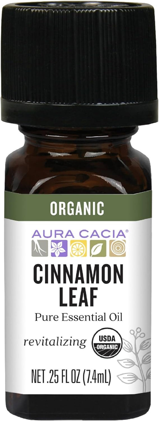 Aura Cacia Organic Cinnamon Leaf Essential Oil, 0.25 Ounce